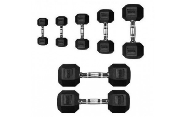 Гантель 27,5кг Perform Better Rubber Encased Hex Dumbbells 4137-27.5\BK-27-00 600_380