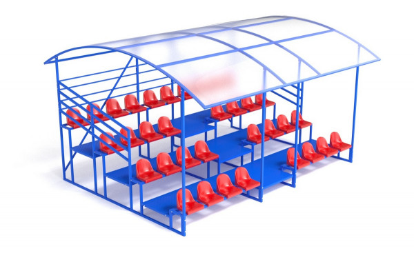 Трибуна с навесом, с ограждением, 4-х рядная Glav 20.014 600_380