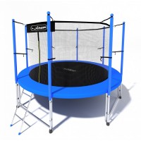 Батут i-Jump Classic 12FT 366 см с нижней сетью и лестницей синий