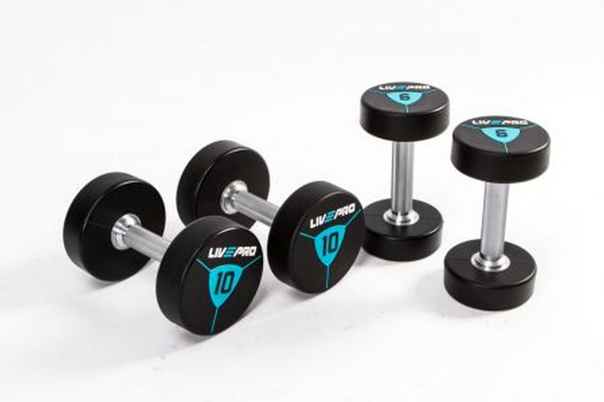 Гантели в уретане 12 кг Live Pro Premium Urethane Dumbbells LP8000-12 1200_800