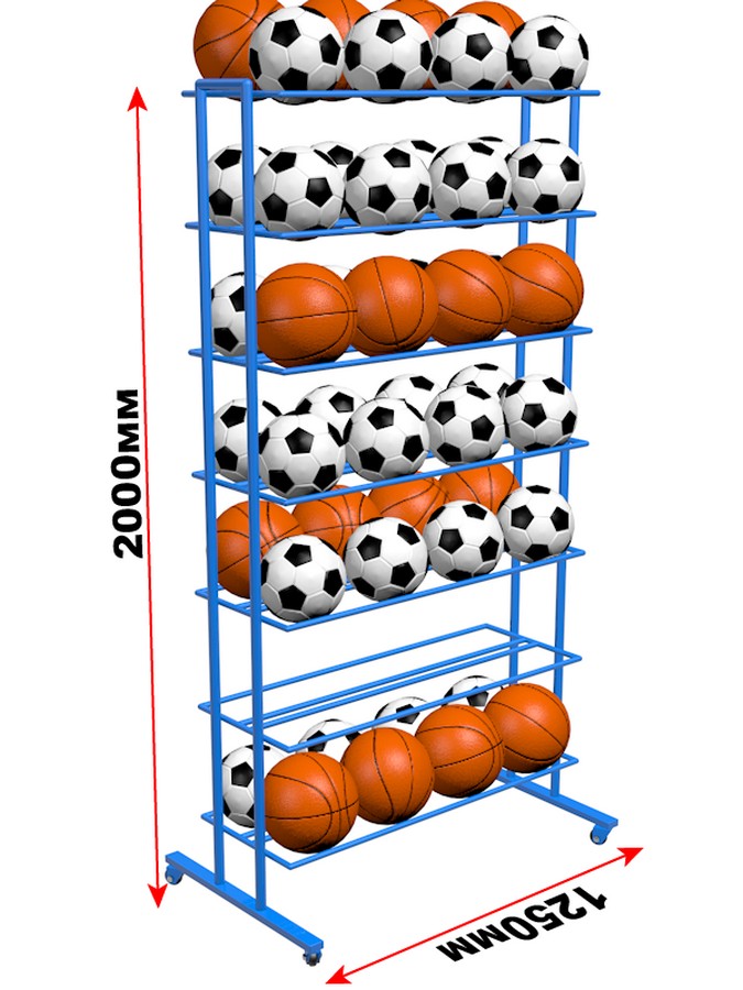 Стеллаж для мячей двухсторонний Glav 9.306.0-1250 200х125х50 -на 56шт 675_900