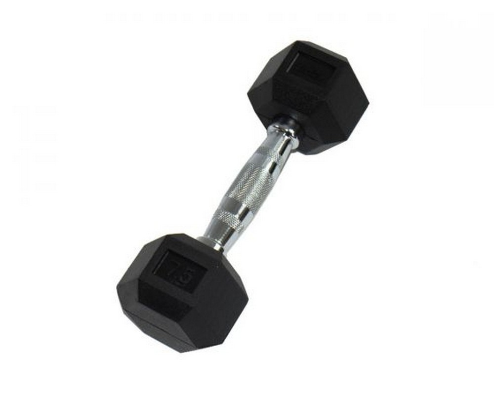 Гантель 7,5кг Perform Better Rubber Encased Hex Dumbbells 4137-7.5\BK-07-00 1000_800