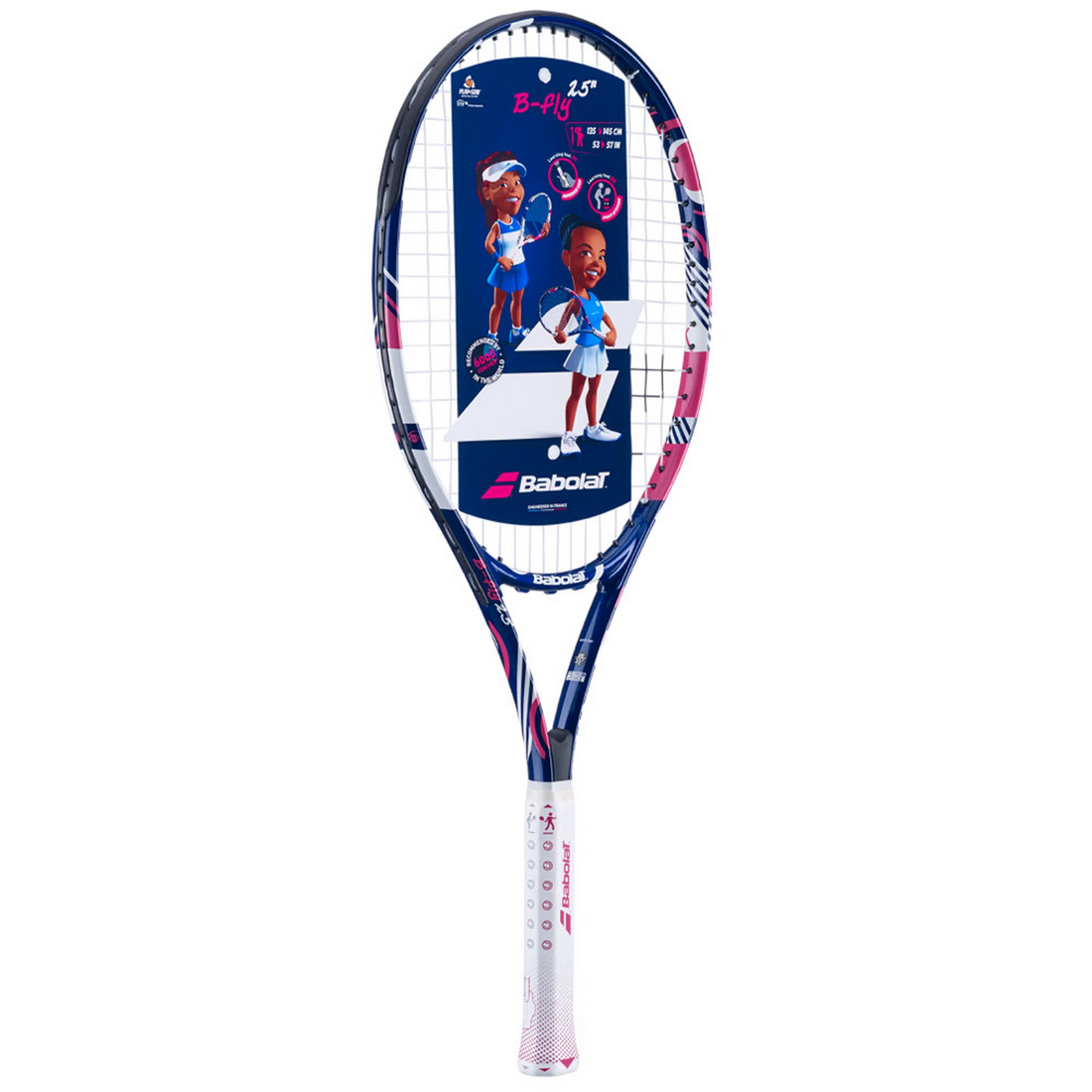 Ракетка для большого тенниса детская Babolat B`FLY 25 Gr00 140487 сине-розовый 2000_2000