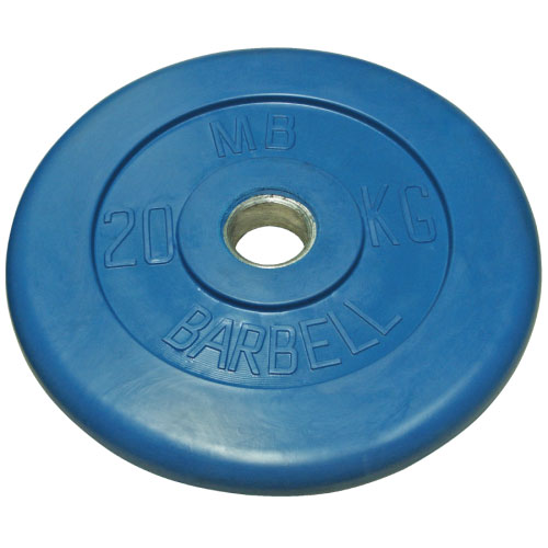 Диск обрезиненный d51мм MB Barbell MB-PltC51-20 20кг синий 500_500